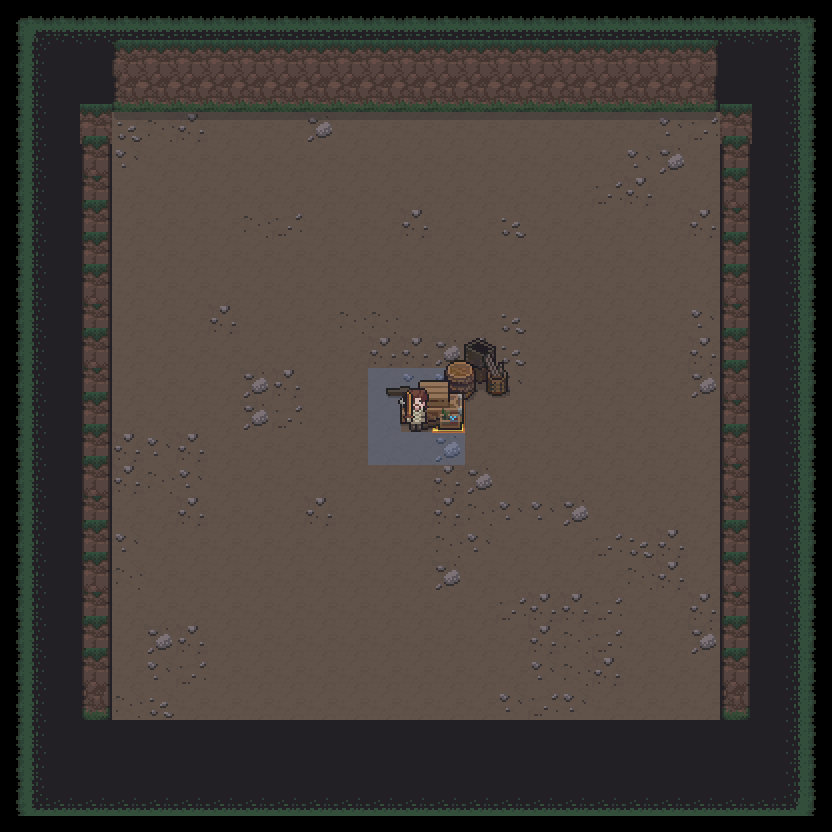 Base Campsite Deco2 range and area shown on a dungeon room