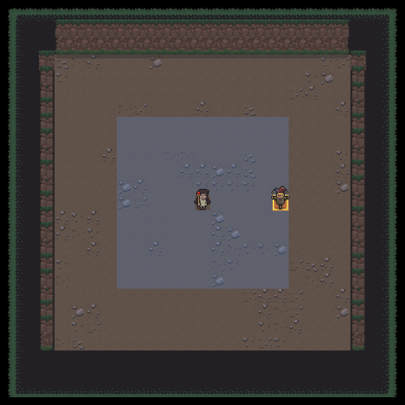 BlazingEcho range and area shown on a dungeon room